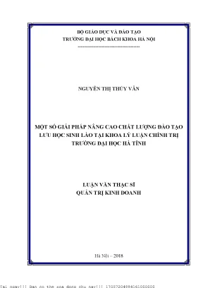 Một số giải pháp nâng ao chất lượng đào tạo lưu học sinh lào tại khoa lý luận chính trị trường đại học hà tĩnh