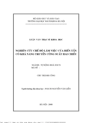 Nghiên ứu chế độ làm việc của biến tần có khả năng truyền công suất hai chiều