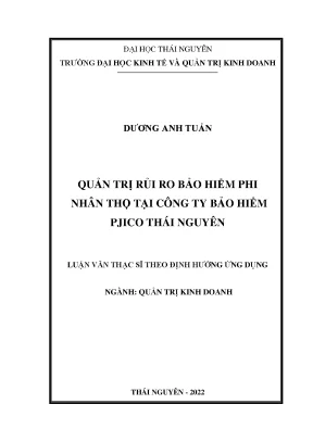 Quản trị rủi ro bảo hiểm phi nhân thọ tại công ty bảo hiểm pjico thái nguyên