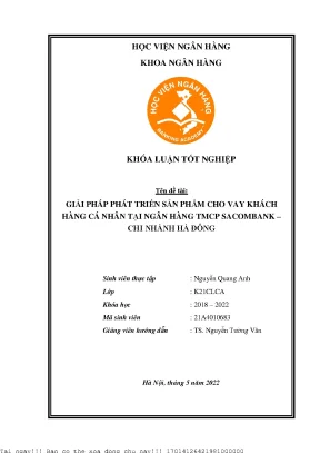 Giải pháp phát triển sản phẩm cho vay khách hàng cá nhân tại ngân hàng tmcp sacombank chi nhánh hà đông