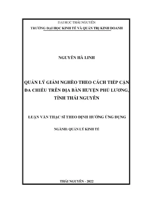 Quản lý giảm nghèo theo cách tiếp cận đa chiều trên địa bàn huyện phú lương tỉnh thái nguyên
