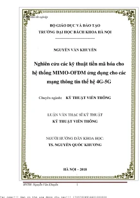 Nghiên ứu các kỹ thuật tiền mã hóa cho hệ thống mimo ofdm ứng dụng cho các mạng thông tin thế hệ 4g 5g