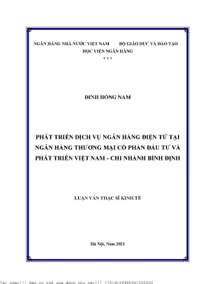 Phát triển dịch vụ ngân hàng điện tử tại ngân hàng thương mại cổ phần đầu tư và phát triển việt nam chi nhánh bình định