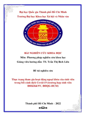 Thực trạng tham gia hoạt động ngoại khóa của sinh viên trong bối cảnh dịch covid 19 trường hợp sinh viên đhkhnv đhqg hcm