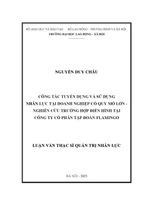 Công tác tuyển dụng và sử dụng nhân lực tại doanh nghiệp có quy mô lớn nghiên cứu trường hợp điển hình tại công ty cổ phần tập đoàn flamingo