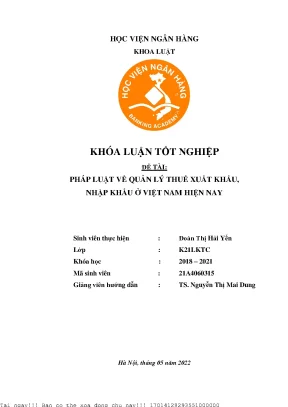 Pháp luật về quản lý thuế xuất khẩu nhập khẩu ở việt nam hiện nay