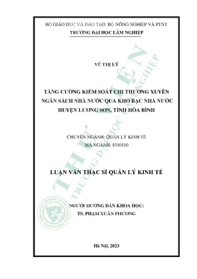 Tăng cường kiểm soát chi thường xuyên ngân sách nhà nước qua kho bạc nhà nước huyện lương sơn tỉnh hòa bình