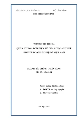 Quản lý hóa đơn điện tử của cơ quan thuế đối với doanh nghiệp ở việt nam