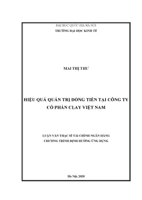 Hiệu quả quản trị dòng tiền tại công ty cổ phần clay việt nam