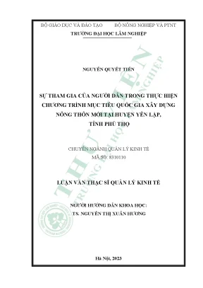 Sự tham gia của người dân trong thực hiện chương trình mục tiêu quốc gia xây dựng nông thôn mới tại huyện yên lập tỉnh phú thọ