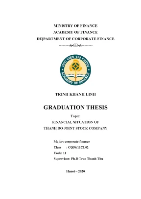 Chuyên đề thực tập financial situation of thanh do joint stock company