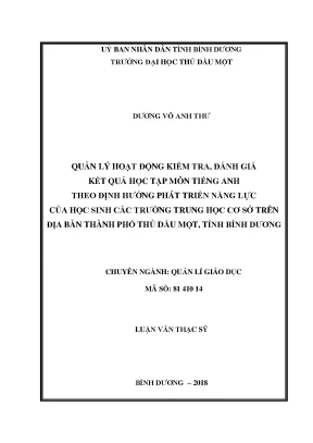 Quản lý hoạt động kiểm tra đánh giá kết quả học tập môn tiếng anh theo định hướng phát triển năng lực của học sinh các trường trung học cơ sở