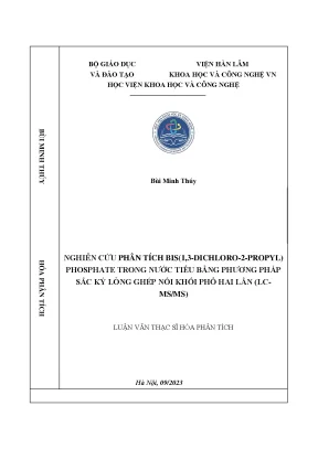 Nghiên cứu phân tích bis1 3 dichloro 2 propyl phosphate trong nước tiểu bằng phương pháp sắc ký lỏng ghép nối khối phổ hai lần lc msms