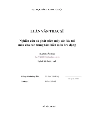 Nghiên cứu và phát triển máy cân lắc túi máu cho các trung tâm hiến máu lưu động