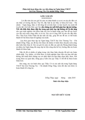 Phân tích hoạt động cho vay tiêu dùng tại ngân hàng tmcp sài gòn thƣơng tín chi nhánh đồng tháp