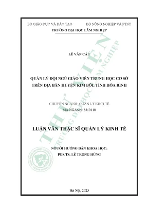 Quản lý đội ngũ giáo viên trung học cơ sở trên địa bàn huyện kim bôi tỉnh hòa bình