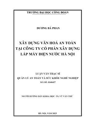 Xây dựng văn hoá an toàn tại công ty cổ phần xây dựng lắp máy điện nước hà nội