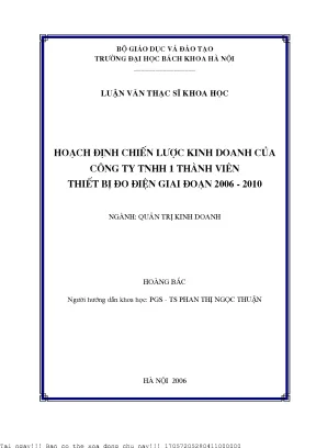 Hoạh định hiến lượ kinh doanh ủa công ty tnhh 1 thành viên thiết bị đo điện giai đoạn 2006 2010