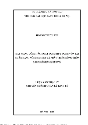 Đẩy mạnh ông tác hoạt động huy động vốn tại ngân hàng nông nghiệp và phát triển nông thôn chi nhánh sơn dương