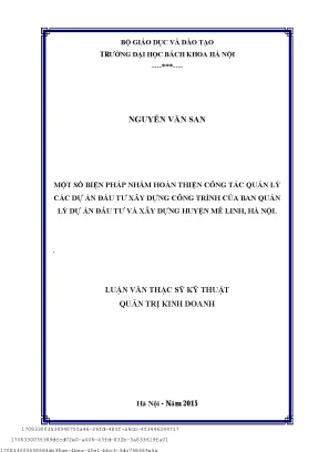 Một số biện pháp nhằm hoàn thiện ông tá quản lý á dự án đầu tư xây dựng ông trình ủa ban quản lý dự án đầu tư và xây dựng huyện mê linh hà nội
