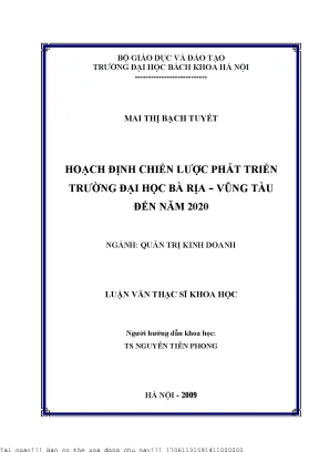 Hoạh định hiến lượ phát triển trường đại họ bà rịa vũng tàu đến năm 2020