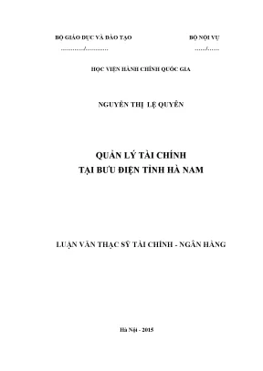 Quản lý tài chính tại bưu điện tỉnh hà nam