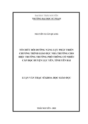 Tổ chức bồi dưỡng năng lực phát triển chương trình giáo dục nhà trường cho hiệu trường phổ thông có nhiều cấp học huyện lục yên tỉnh yên bái