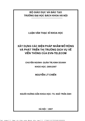 Xây dựng á biện pháp nhằm mở rộng và phát triển thị trường dịh vụ về viễn thông ủa evn teleom