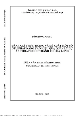 Đánh giá thự trạng và đề xuất một số giải pháp nâng cao hiệu quả quản lý dự án thoát nước thành phố hạ long