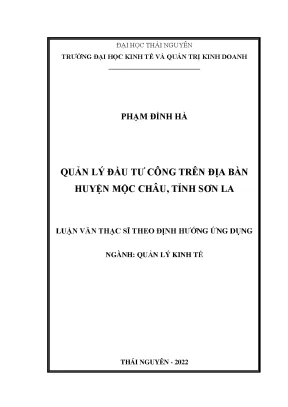 Quản lý đầu tư công trên địa bàn huyện mộc châu tỉnh sơn la