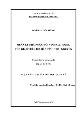Quản lý nhà nước đối với hoạt động tôn giáo trên địa bàn tỉnh thái nguyên