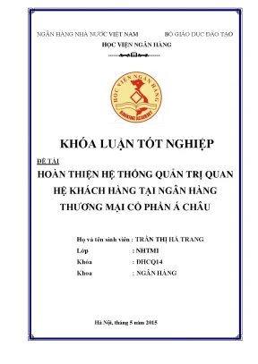 Hoàn thiện hệ thống quản trị quan hệ khách hàng tại ngân hàng cổ phần á châu
