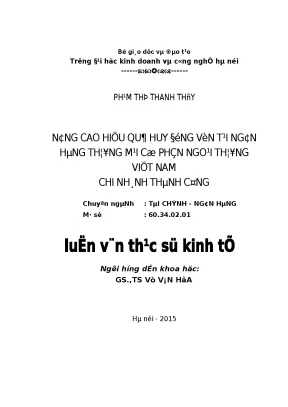 Nâng cao hiệu quả huy động vốn tại ngân hàng thương mại cổ phần ngoại thương việt nam chi nhánh thành công