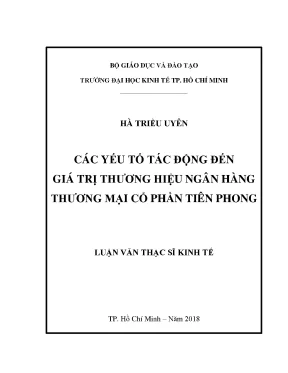 Luận văn thạc sĩ kinh tế các yếu tố tác động đến giá trị thương hiệu ngân hàng tmcp tiên phong