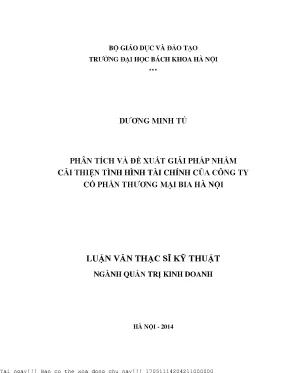 Phân tíh và đề xuất giải pháp nhằm cải thiện tình hình tài chính của công ty cổ phần thương mại bia hà nội