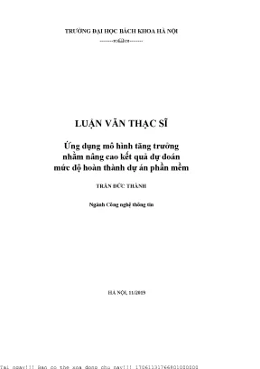 Ứng dụng mô hình tăng trưởng nhằm nâng ao kết quả dự đoán mứ độ hoàn thành dự án phần mềm
