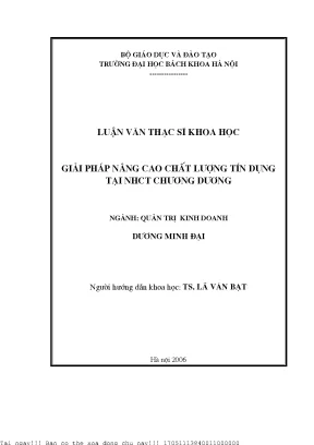Giải pháp nâng ao chất lượng tín dụng tại ngân hàng công thương chương dương