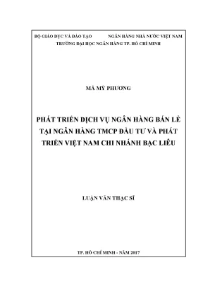 Phát triển dịch vụ ngân hàng bán lẻ tại ngân hàng tmcp đầu tư và phát triển việt nam chi nhánh bạc liêu