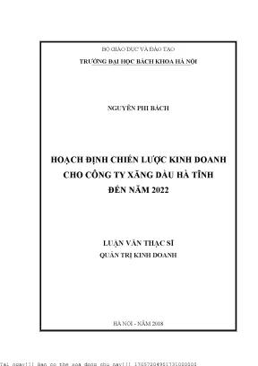 Hoạh định chiến lược kinh doanh cho công ty xăng dầu hà tĩnh đến năm 2022