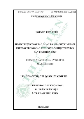 Hoàn thiện công tác quản lý nhà nước về môi trường trong các khu công nghiệp trên địa bàn tỉnh hòa bình