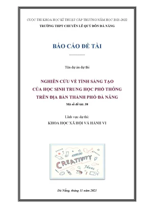 Nghiên cứu về tính sáng tạo của học sinh trung học phổ thông trên địa bàn thành phố đà nẵng