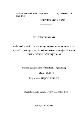 Giải pháp phát triển hoạt động kinh doanh thẻ tại sở giao dịch ngân hàng nông nghiệp và phát triển nông thôn việt nam