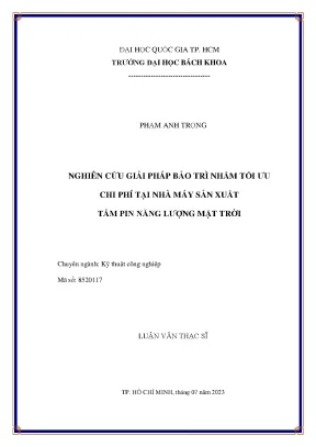 Nghiên cứu giải pháp bảo trì nhằm tối ưu chi phí tại nhà máy sản xuất tấm pin năng lượng mặt trời