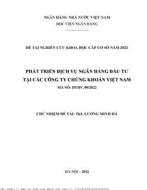 Phát triển dịch vụ ngân hàng đầu tư tại các công ty chứng khoán việt nam