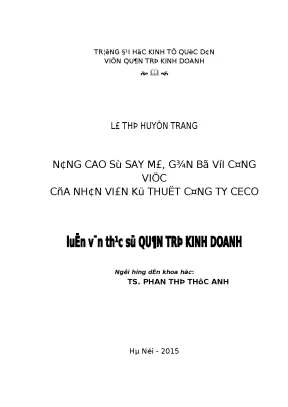 Nâng cao sự say mê gắn bố với công việc của nhân viên kỹ thuật công ty ceco