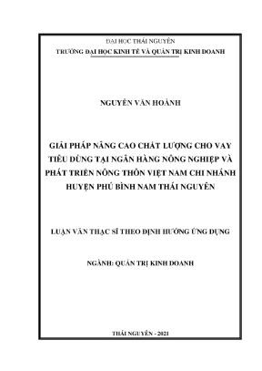 Giải pháp nâng cao chất lượng cho vay tiêu dùng tại ngân hàng agribank chi nhánh huyện phú bình nam thái nguyên