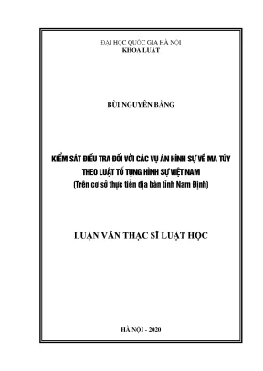 Kiểm sát điều tra đối với các vụ án hình sự về ma túy theo luật tố tụng hình sự việt nam trên cơ sở thực tiễn địa bàn tỉnh nam định
