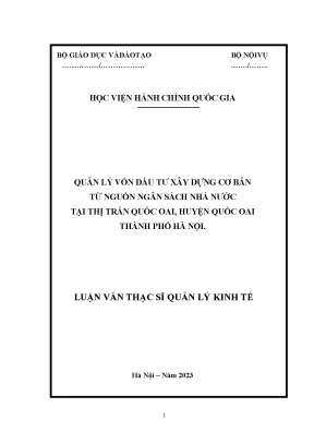 Quản lý vốn đầu tư xây dựng cơ bản từ nguồn ngân sách nhà nước tại thị trấn quốc oai huyện quốc oai thành phố hà nội
