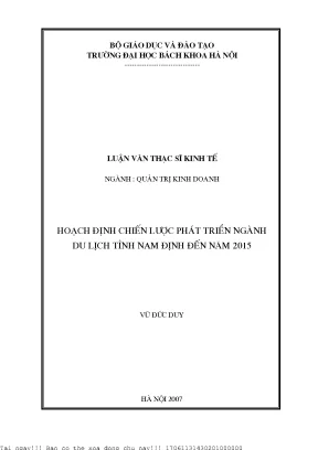 Hoạh định hiến lượ phát triển ngành du lịh tỉnh nam định đến năm 2015