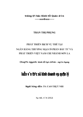 Phát triển dịch vụ thẻ tại ngân hàng thương mại cổ phần đầu tư và phát triển việt nam chi nhánh sơn la